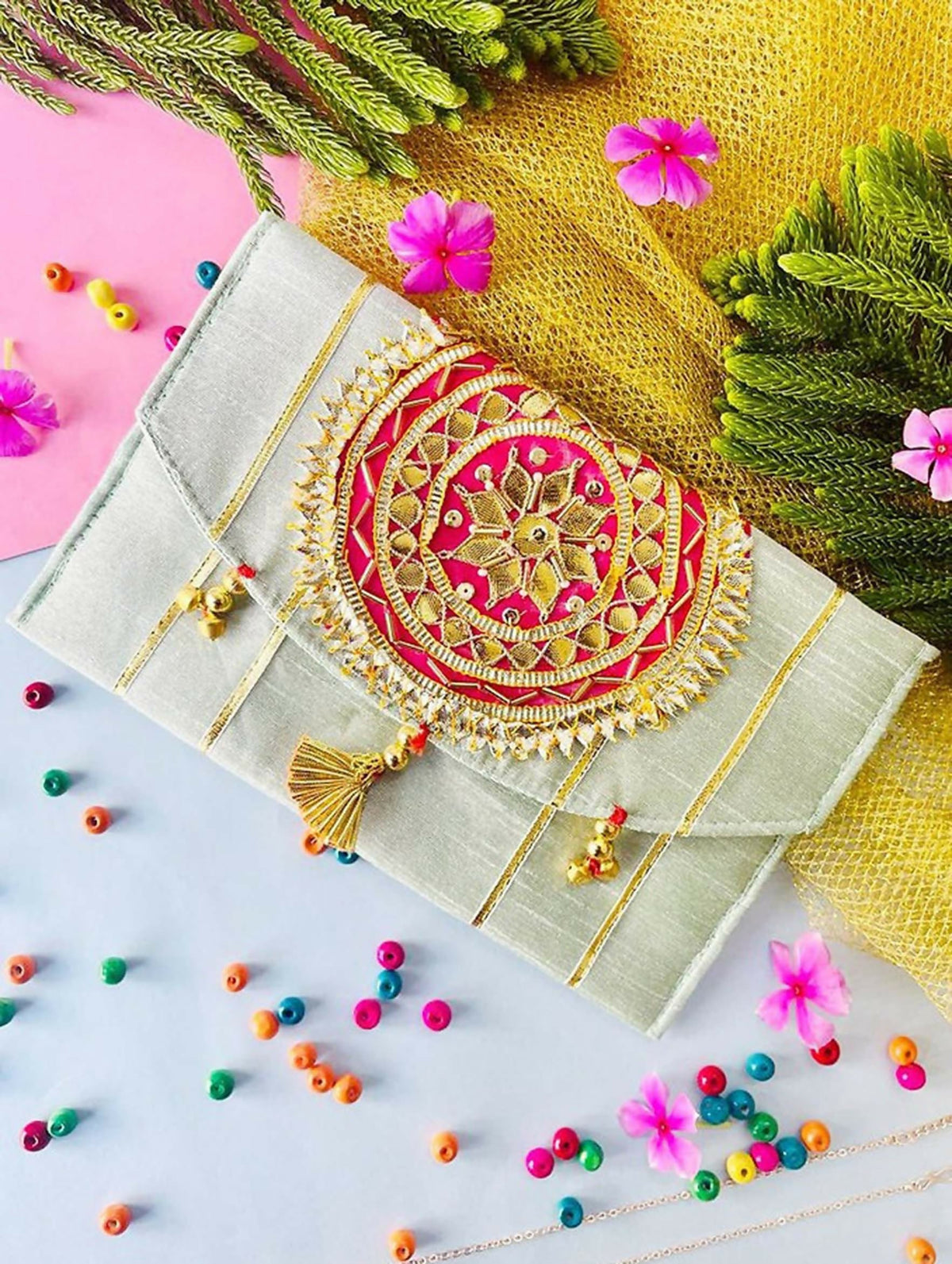 Joban Fashion Bridal Purse With Magnetic Lock - Pink | Grocsy