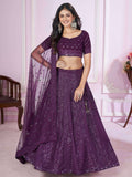 Tulsi Art Astonishing Purple Sequins Georgette Engagement Wear Lehenga Choli | Grocsy