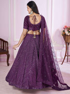 Tulsi Art Astonishing Purple Sequins Georgette Engagement Wear Lehenga Choli | Grocsy