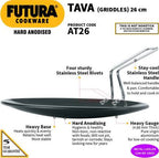 Hawkins Futura Hard Anodised Tava Griddles 26 cm Diameter (AT26) | Grocsy
