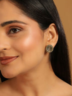 Nuyug 22K Gold Plated Contemporary Round Shaped Enamel Studs | Grocsy