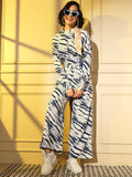 Blue Crepe Digital Printed Top With Matching Trouser - Shivani | Grocsy