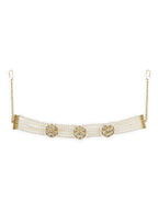 Gold-Polished White Kundan Studded Headband - Ruby Raang | Grocsy