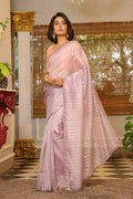 Vamsee Vijaytara Peach Organza Saree | Grocsy