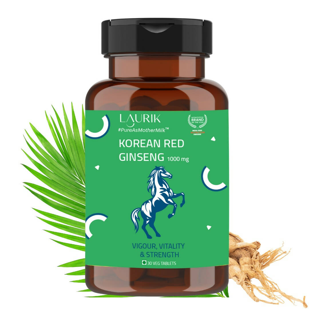 Laurik Koren Red Ginseng 1000Mg Tablets For Men | Natural Plant-Based Supplement For Energy & Stamina | Grocsy