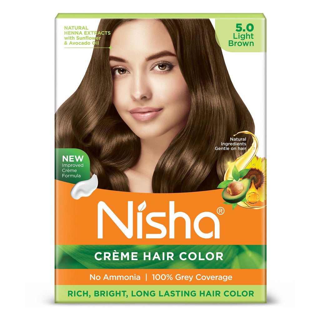 Nisha Creme Hair Color for Women - Light Brown | Grocsy