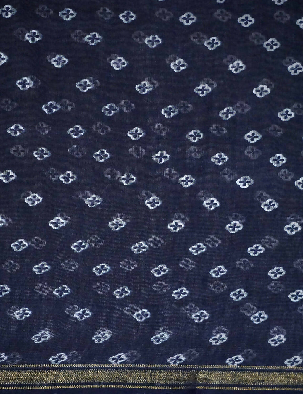Shades Of Navy Blue Floral Design Semi Chanderi Saree By Gayathri Reddy Designer Studio | Grocsy