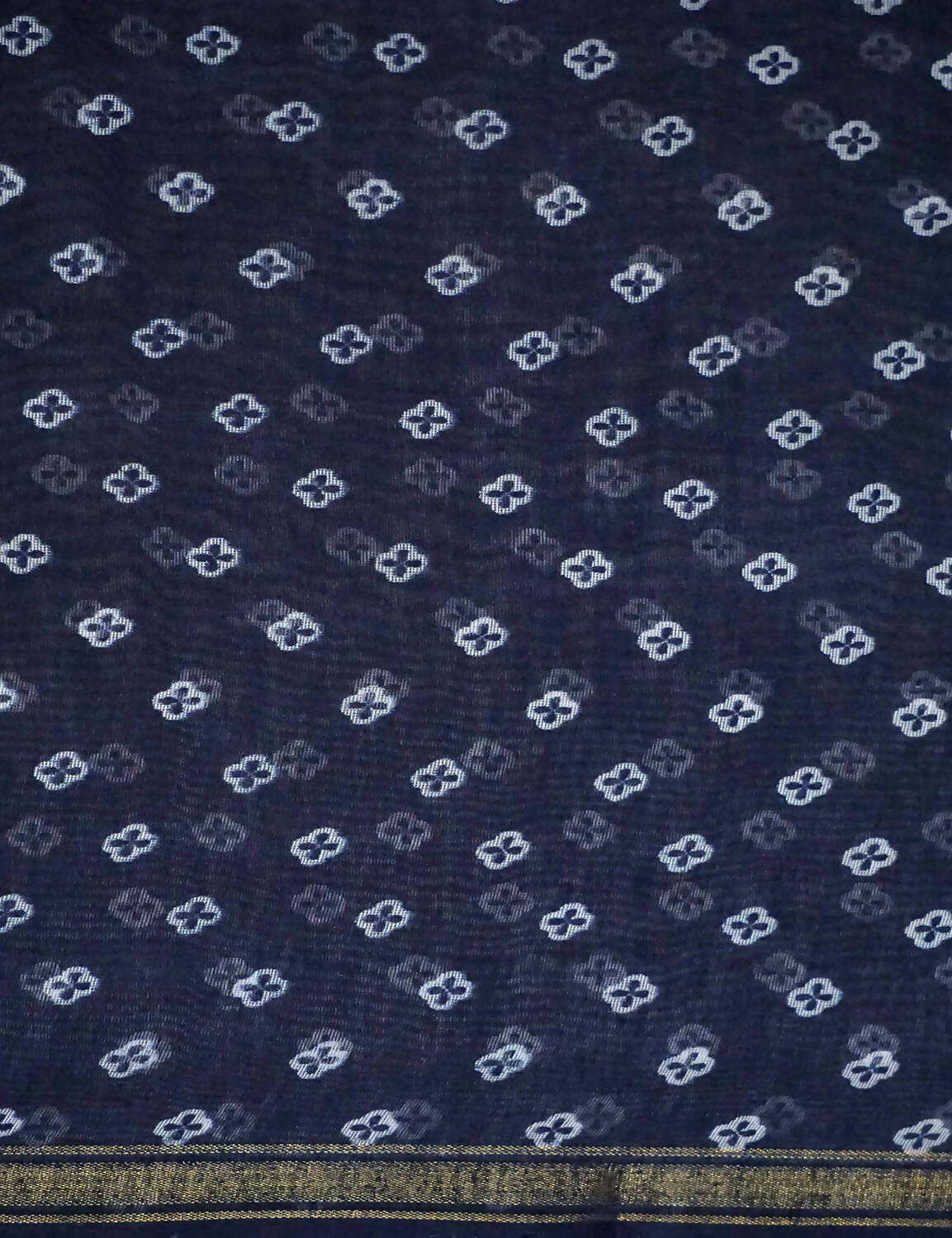 Shades Of Navy Blue Floral Design Semi Chanderi Saree By Gayathri Reddy Designer Studio | Grocsy