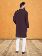 Even Apparels Men's Pure Cotton Maroon Kurta | Grocsy