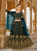 Heavy Stone Embroidered Peacock Blue Designer Anarkali Suit - Emponline | Grocsy