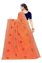 Vamika Chanderi Cotton Embroidery Orange Saree (Dixa Orange) | Grocsy