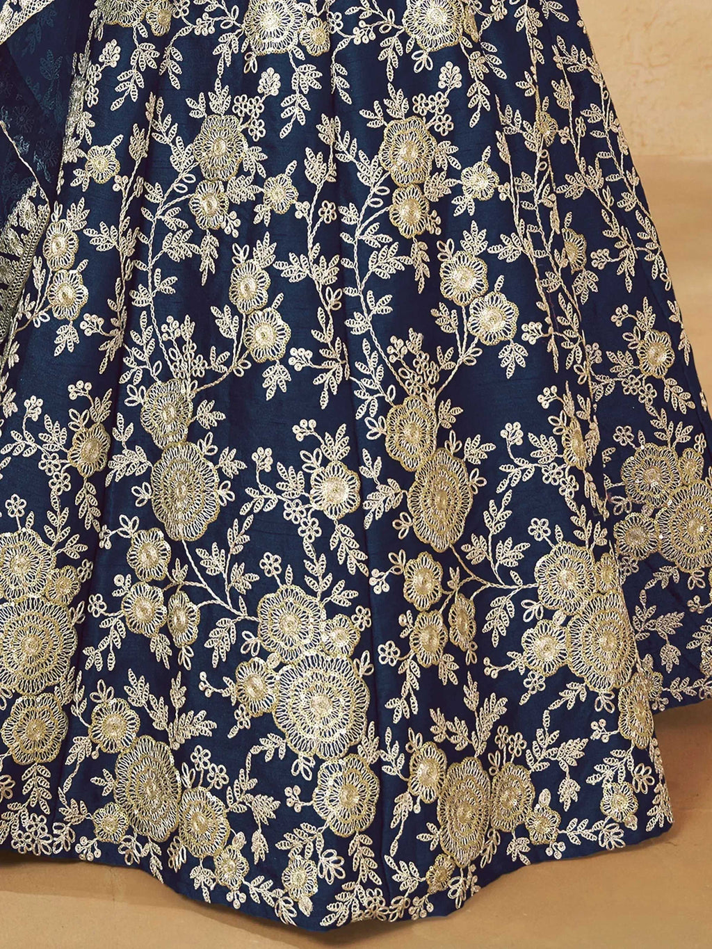 Tulsi Art Attractive Blue Silk Embroidered Lehenga Choli With Dupatta | Grocsy
