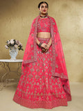 Tulsi Art Attractive Peach Sequins Silk Festival Wear Lehenga Choli With Dupatta | Grocsy