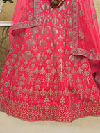 Tulsi Art Attractive Peach Sequins Silk Festival Wear Lehenga Choli With Dupatta | Grocsy