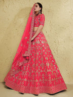 Tulsi Art Attractive Peach Sequins Silk Festival Wear Lehenga Choli With Dupatta | Grocsy