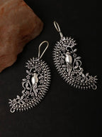 Mominos Fashion Johar Kamal Silver Parrot Hoops and Ghungroo Bali Combo Earrings | Grocsy
