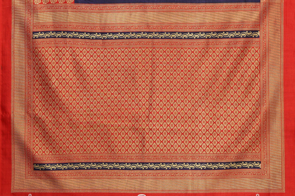 Vamika Navy Blue Printed Art Silk Saree | Grocsy