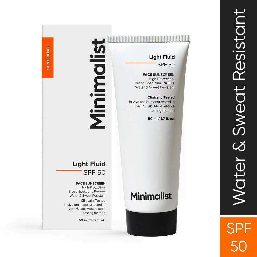 Minimalist Light Fluid Face Sunscreen with SPF 50 PA++++ - Lightweight, Water & Sweat Resistant | Grocsy