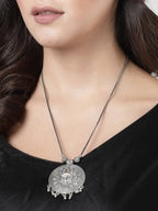 NVR Women's Elegant Silver Oxidised Brass Necklace | Grocsy