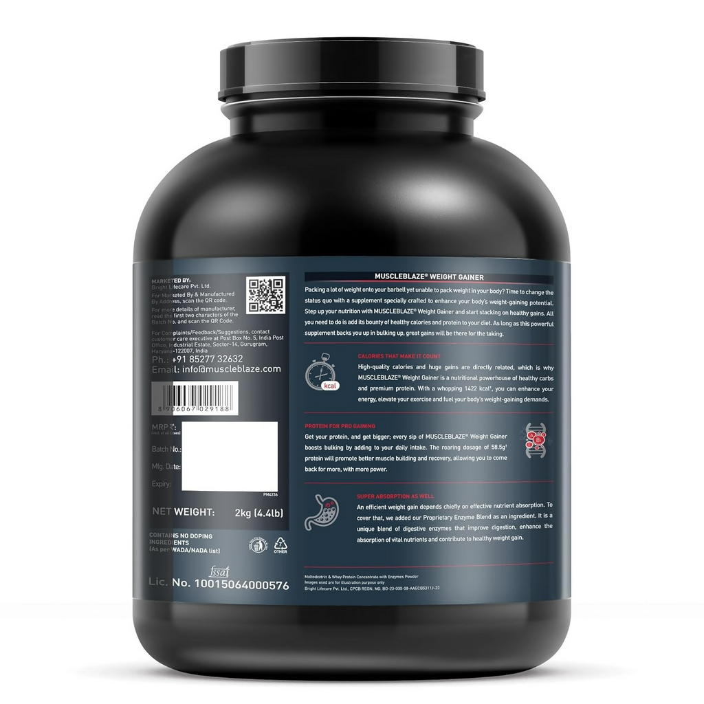 MuscleBlaze Weight Gainer With Added Digezyme Powder | Grocsy