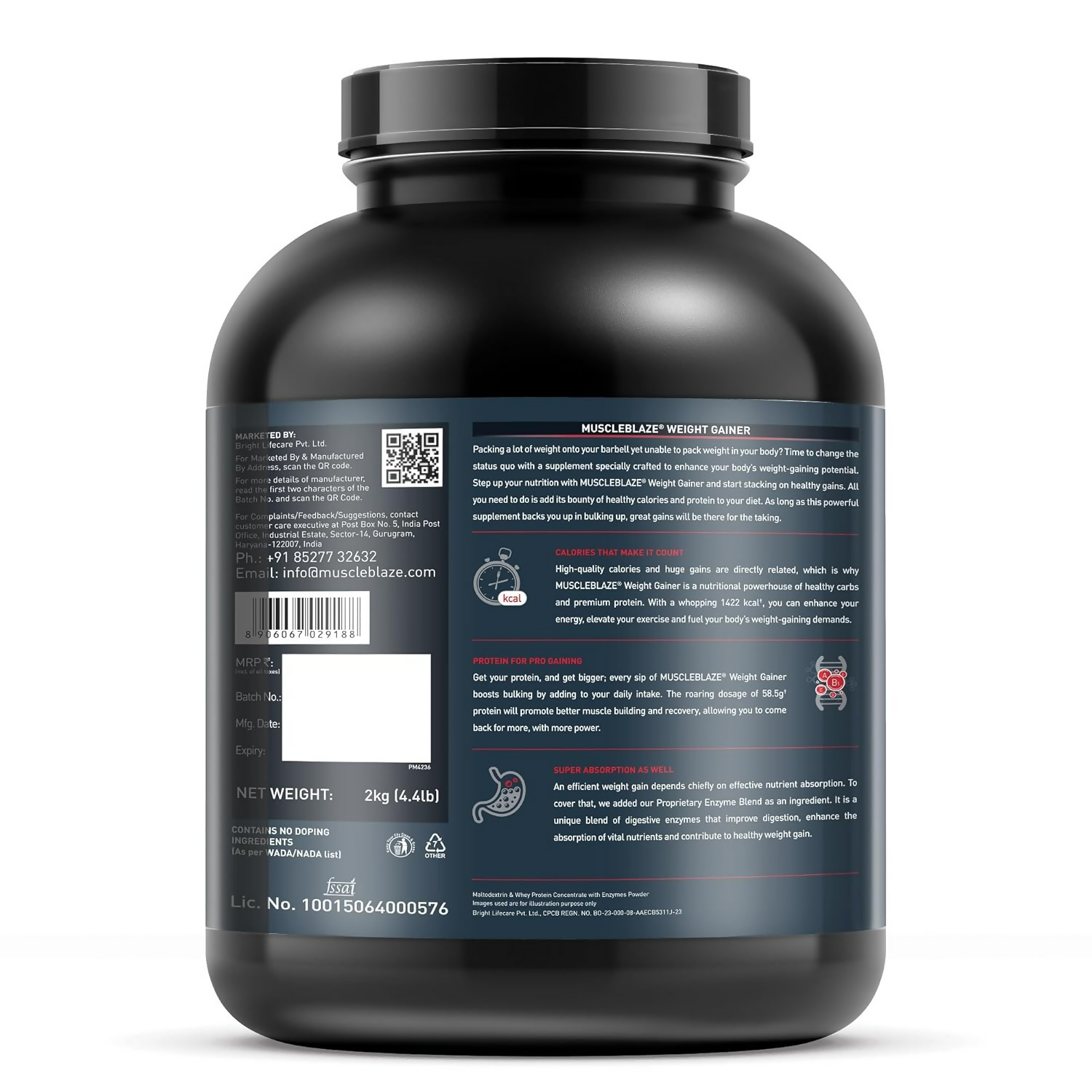 MuscleBlaze Weight Gainer With Added Digezyme Powder | Grocsy