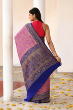 Joban Fashion Nude Pink Crepe Chiffon Pure Handloom Banarasi Silk Saree | Grocsy