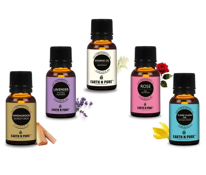 Earth N Pure Lavender, Sandalwood, Jasmine, Rose and Ylang Ylang Essential Oil | Grocsy