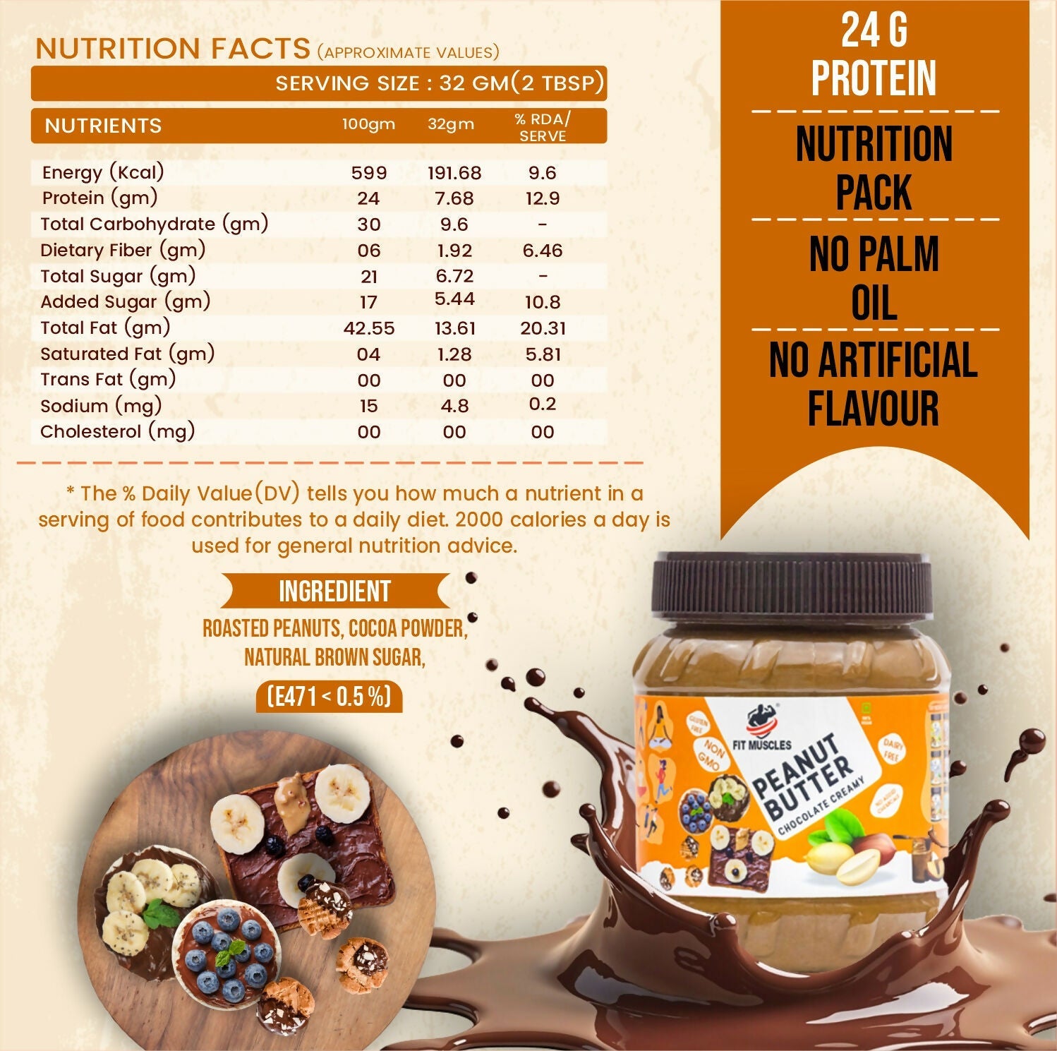 Fit Muscles Chocolate Creamy Peanut Butter | Grocsy