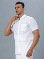 Ramraj Cotton Mens Half Sleeve Formal 100 % Cotton White Shirt | Grocsy