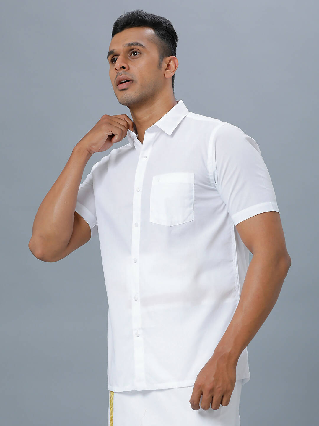 Ramraj Cotton Mens Half Sleeve Formal 100 % Cotton White Shirt | Grocsy