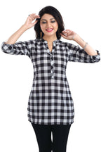 Snehal Creations Rayon Black White Checks Short All Over Print | Grocsy