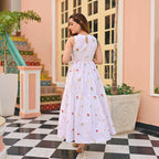 The52 Women's Gorgeous Thread work Cotton Rayon Fabric Flared Dress | Grocsy