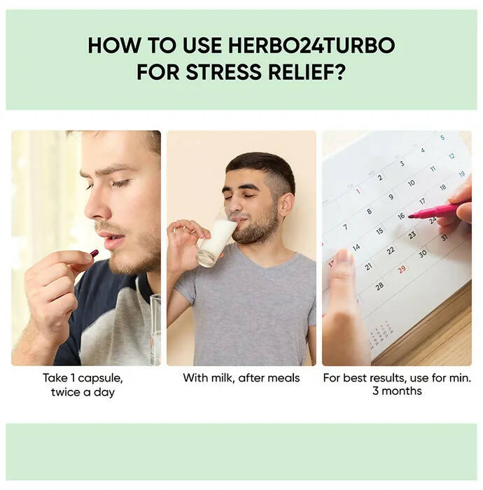 Dr. Vaidya's Herbo 24 Turbo Capsules For Stress Relief | Grocsy