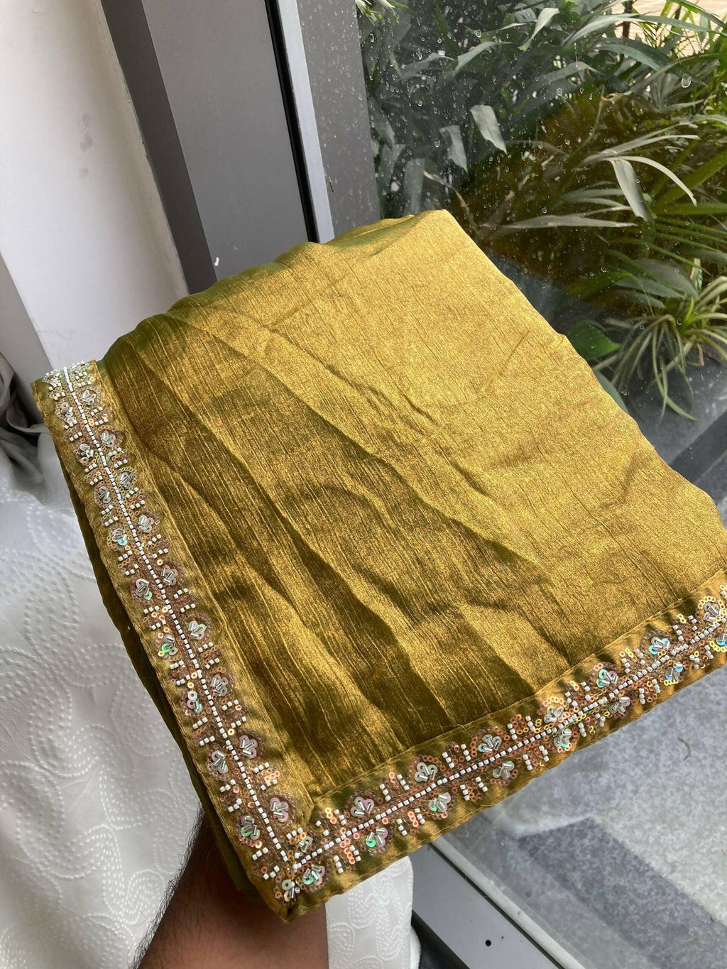 Teeya Creation Trendy Stylish Party Wear Fendy Chiffon Saree-Green | Grocsy