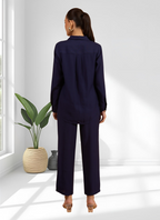 Joban Fashion Navy Blue Silk Embroidered Readymade Cord Set | Grocsy