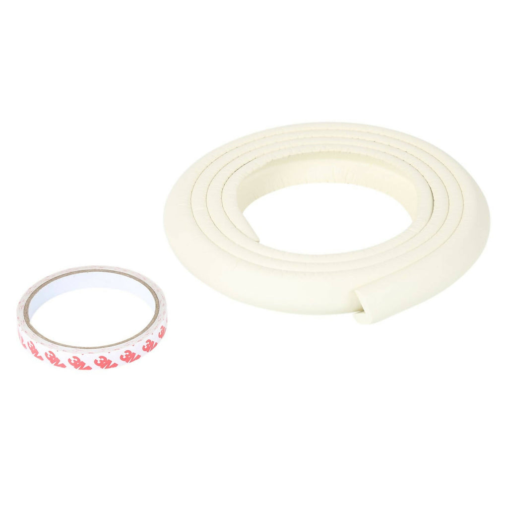 Safe-O-Kid Unique L Shaped 2 Mtr Long 1 Medium Edge Guard With 4 Corner Cushions, White | Grocsy
