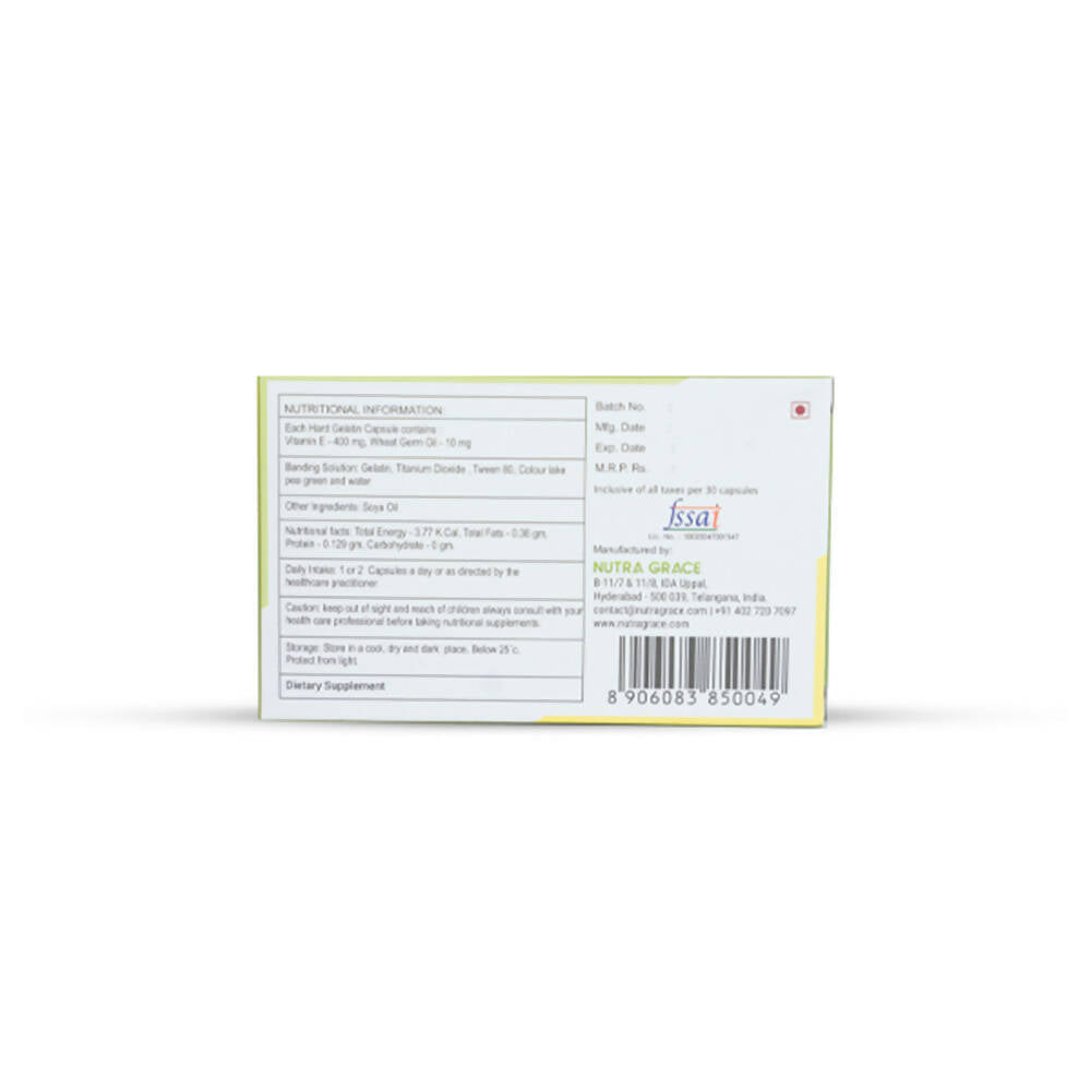 Nutra Grace Vitamin E 400mg + Wheat Germ Oil 10mg Capsules | Grocsy
