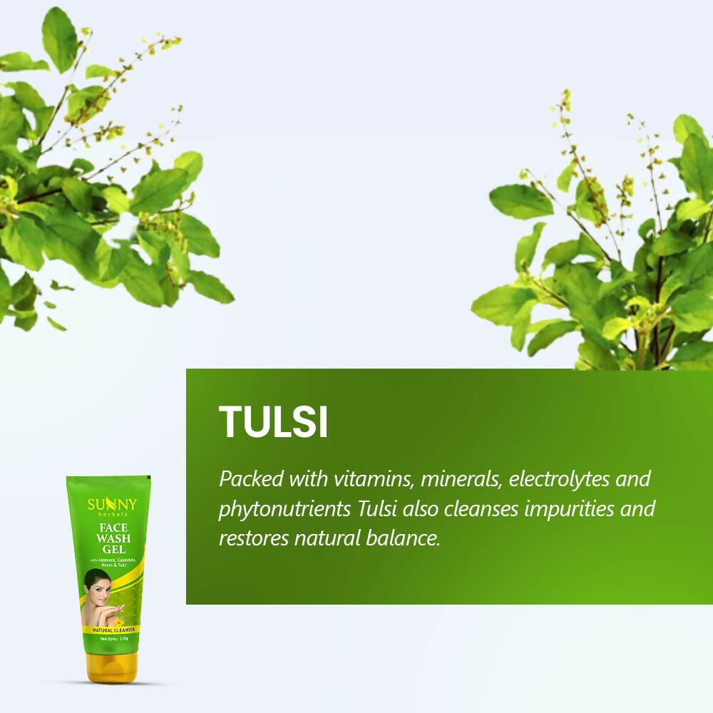 Sunny Herbals Face Wash Gel with Aloevera, Calendula, Neem & Tulsi | Grocsy