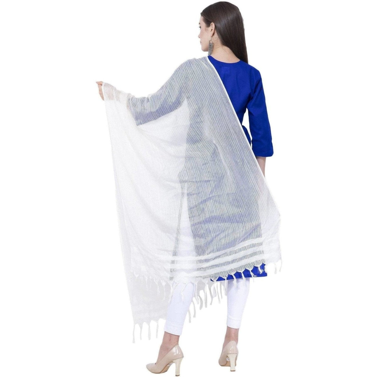 A R Silk White Color Kota Cotton Cota Cotton Dupattas and Chunnis | Grocsy