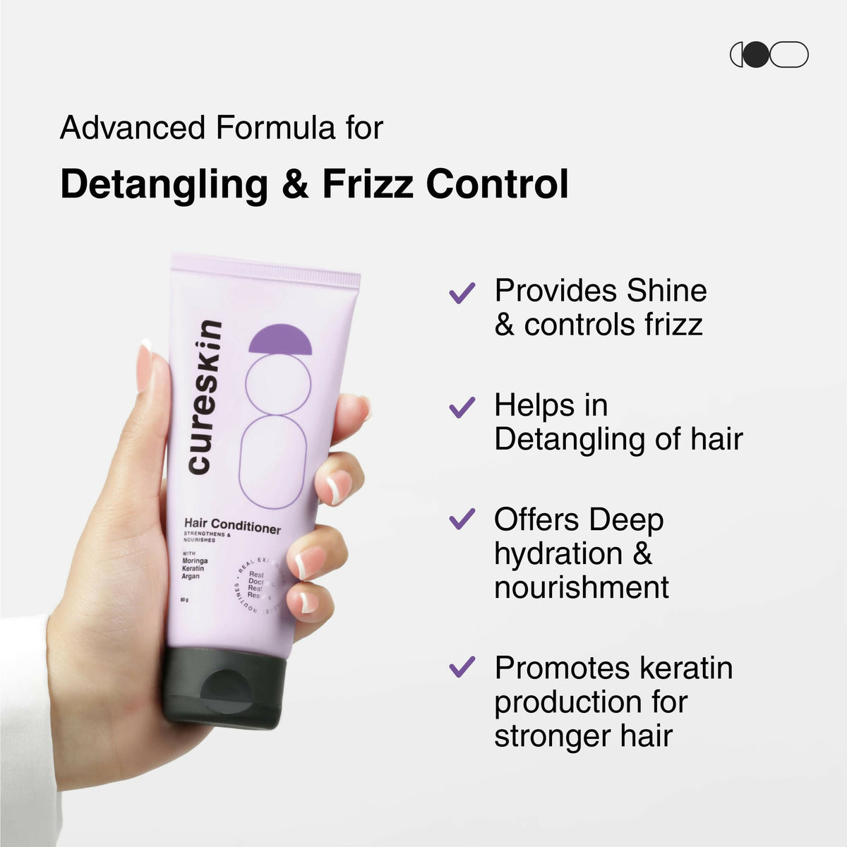 Cureskin Keratin Smooth Conditioner with Moringa, Keratin and Argan: Strenghtens and Nourishes | Grocsy