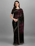 Vegaa Fashion Black Georgette Embroidered Party Wear Saree | Grocsy