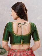 Joban Fashion Women Silk Bottle-Green Stitched Blouse | Grocsy