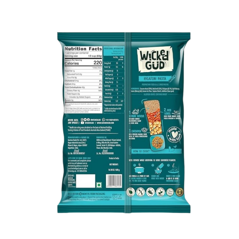 WickedGud Rigatoni Pasta Semolina | Grocsy