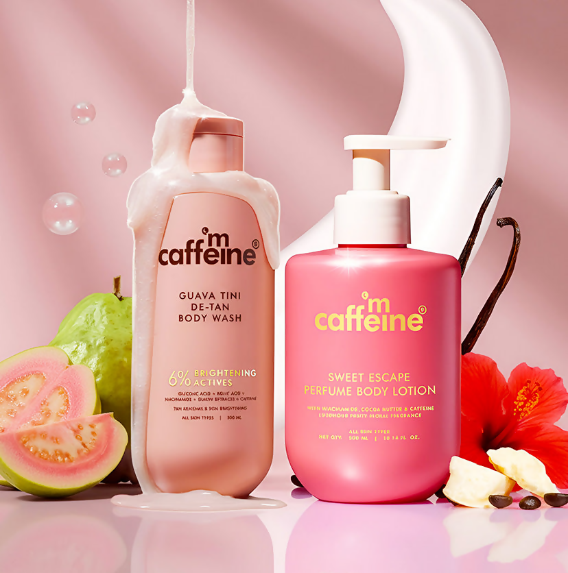 mCaffeine Pink Glow Set (Guava Body Wash & Sweet Escape Body Lotion) | Grocsy