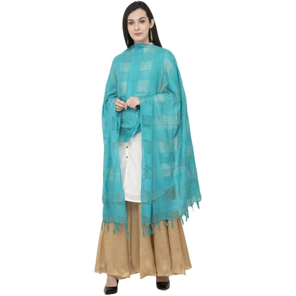 A R Silk Window Square Regular Dupatta Rama Green Color Dupatta or Chunni | Grocsy