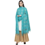 A R Silk Window Square Regular Dupatta Rama Green Color Dupatta or Chunni | Grocsy