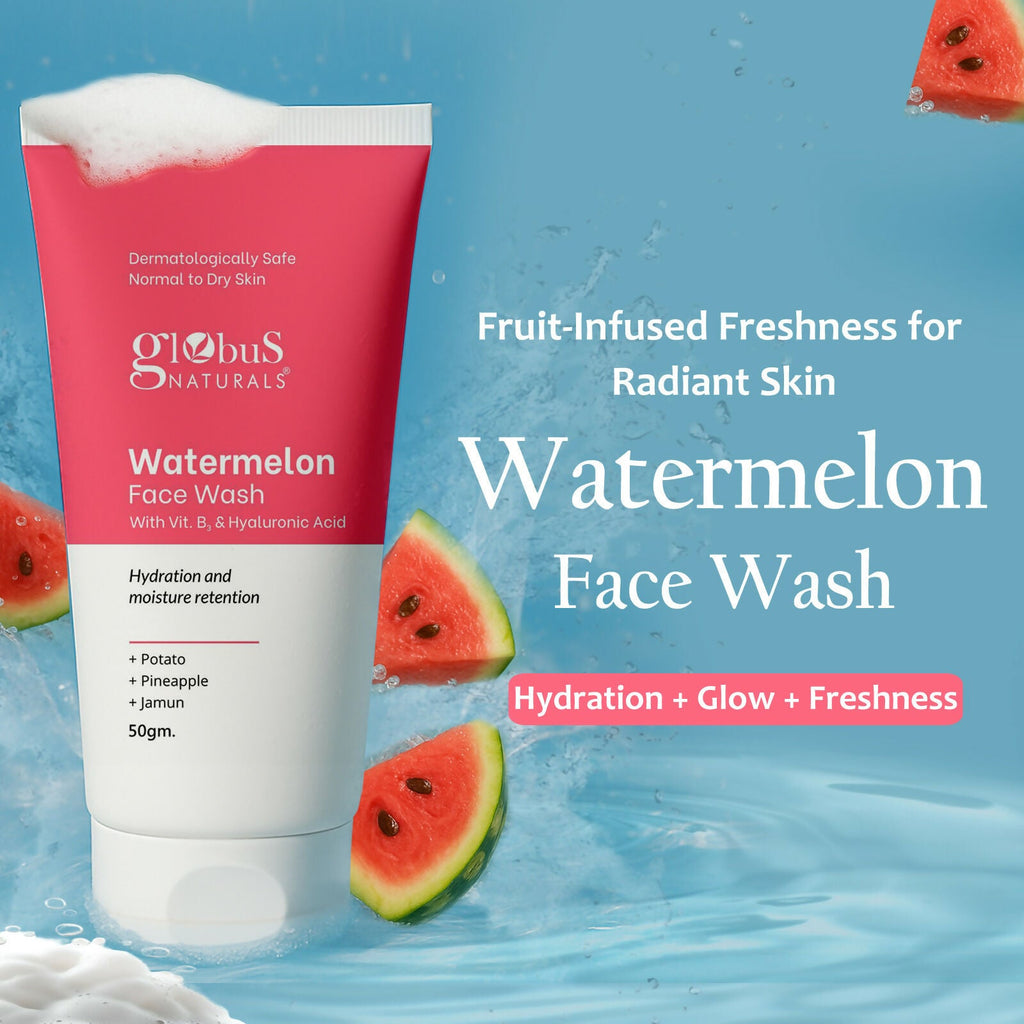 Globus Naturals Watermelon Face Wash with Vitamin B3 & Hyaluronic Acid | Grocsy