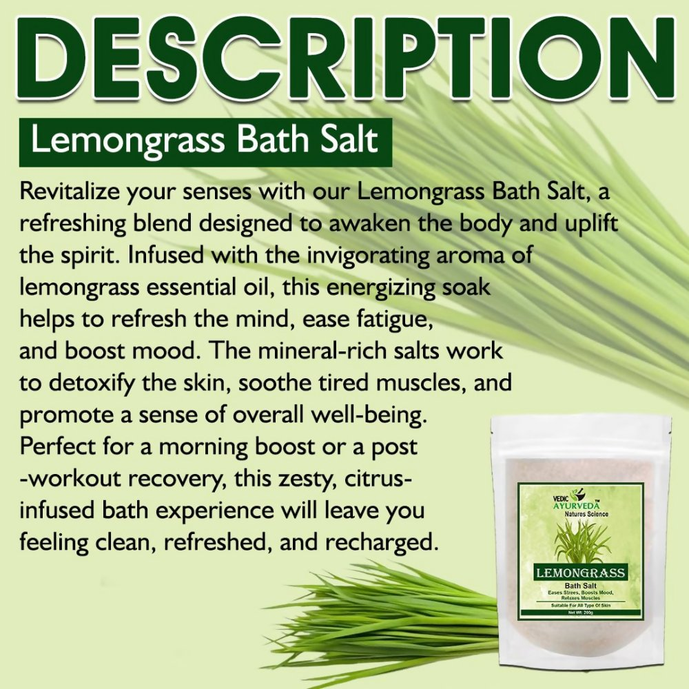 VedicAyurveda Lemongrass Bath Salt | Grocsy