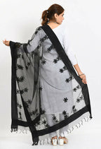 Mominos Fashion Moeza Women's Orgenza All Over Chikan Work Black Dupatta | Grocsy