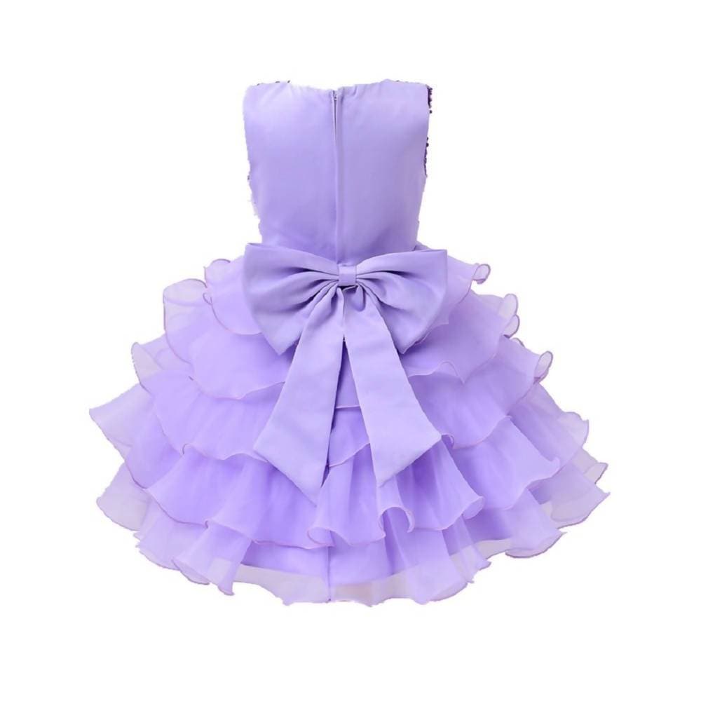 Asmaani Baby Girl's Lavender Color Satin Knee Length Frock (AS-DRESS-22067) | Grocsy